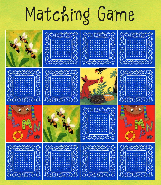 Thumbnail of matching game, with cards turned over.